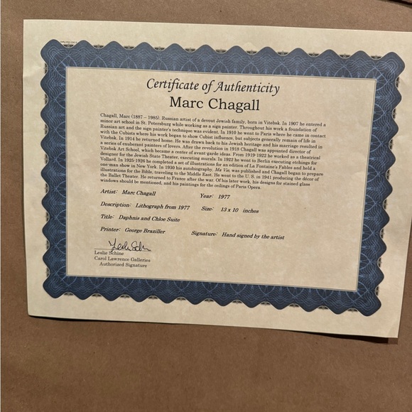 1977 Marc Chagall Lithograph Hand Signed by the artist. - Picture 3 of 7